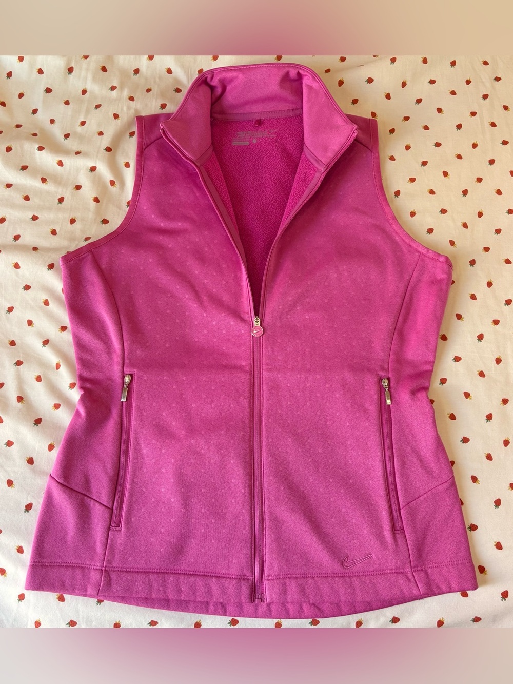 Nike Therma-FIT Golf Tour Performance Vest in Pink Polka Dot Pattern W Medium